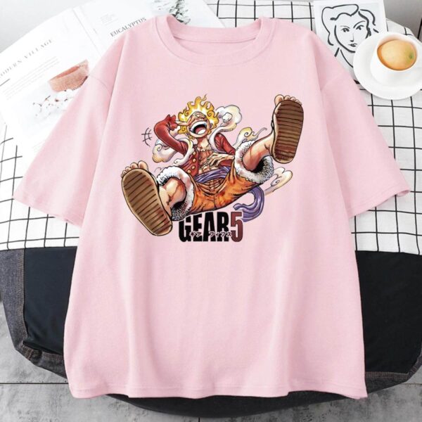 camiseta rosa luffy gear 5